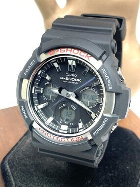 Casio Mens Watch G-Shock GAS100 Black Resin Analog Digital Tough Solar 47mm 5445